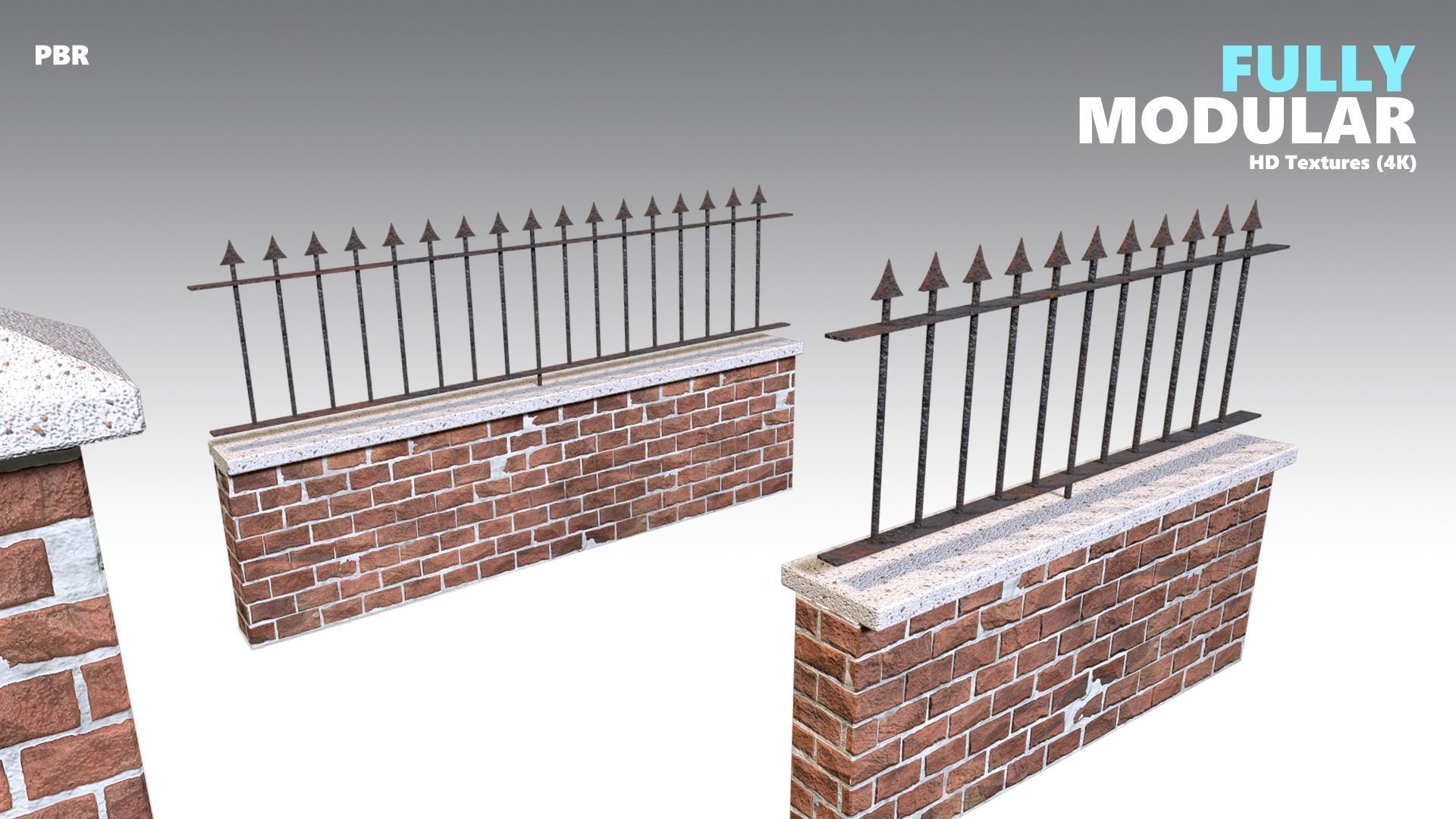 Brick Wall Pack PBR - Modular - Version 3 - Low-poly 3D model_3