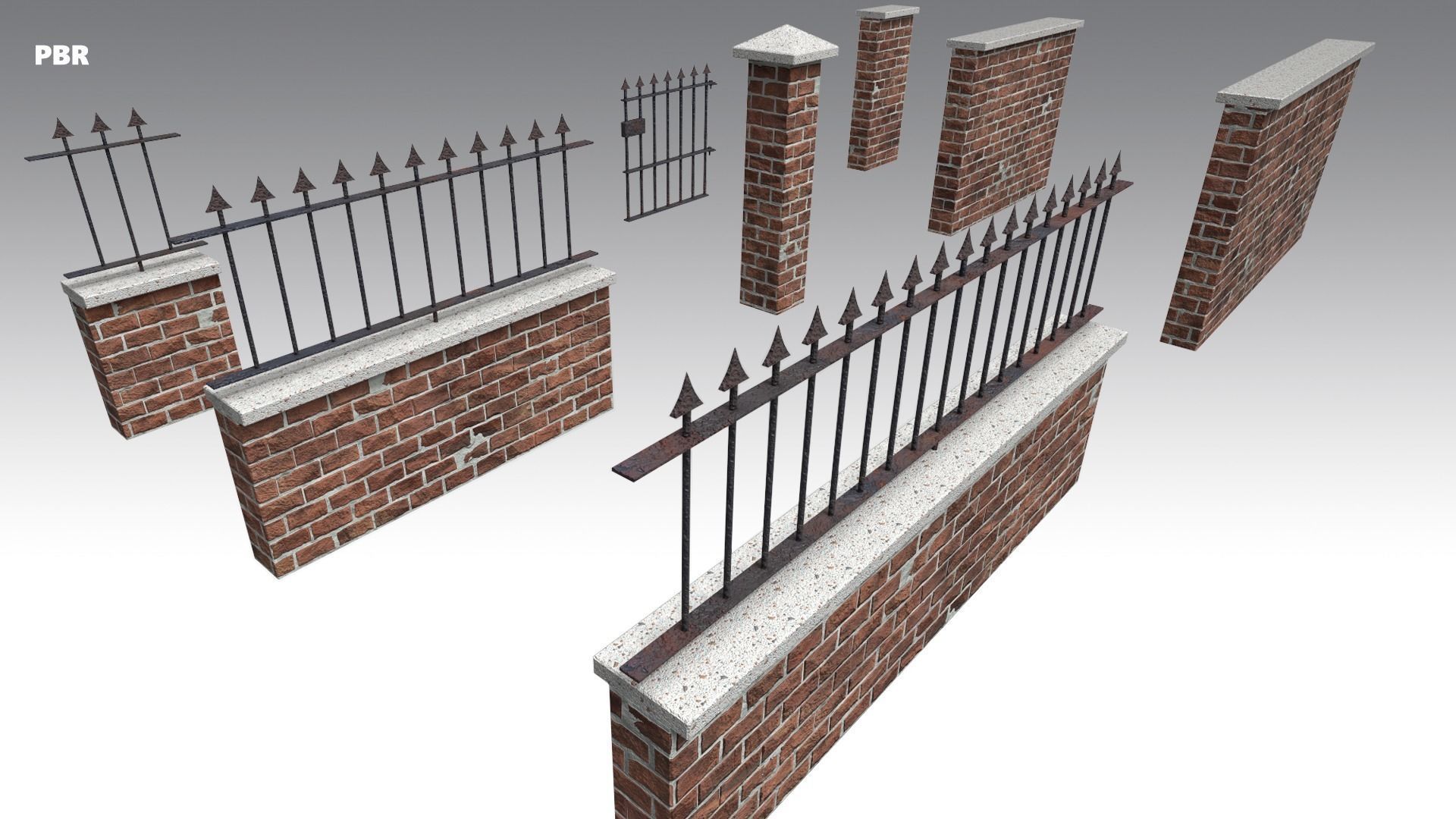 Brick Wall Pack PBR - Modular - Version 3 - Low-poly 3D model_2