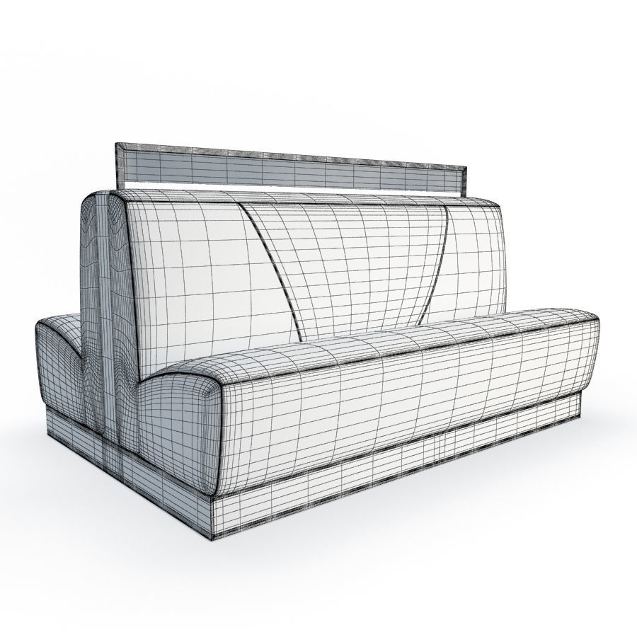 American Diner Double Bench 3D model_1