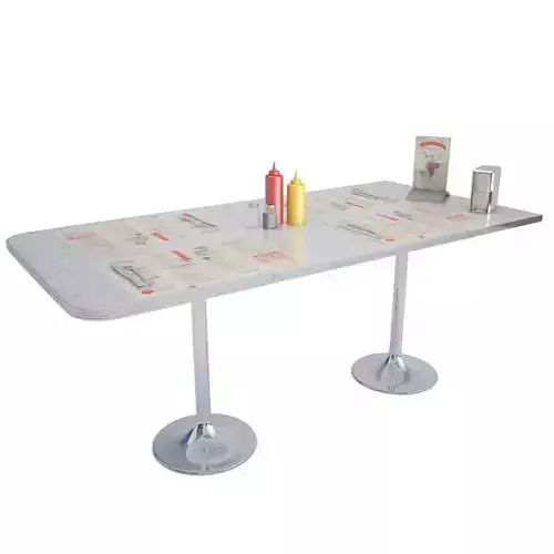 American Diner Table Set 3D model