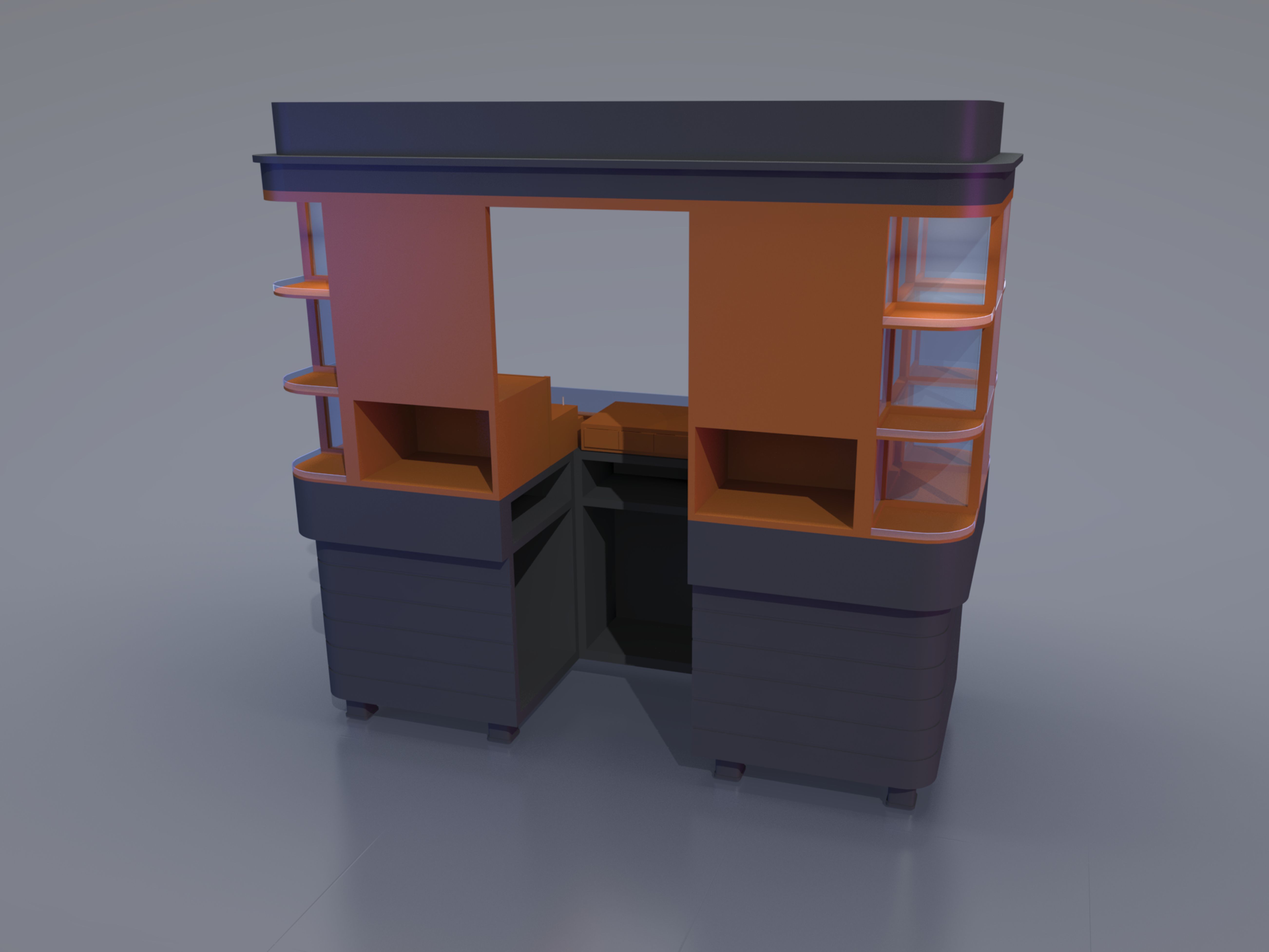 cart 3D Download coffee shop counter with lights 3D model_2