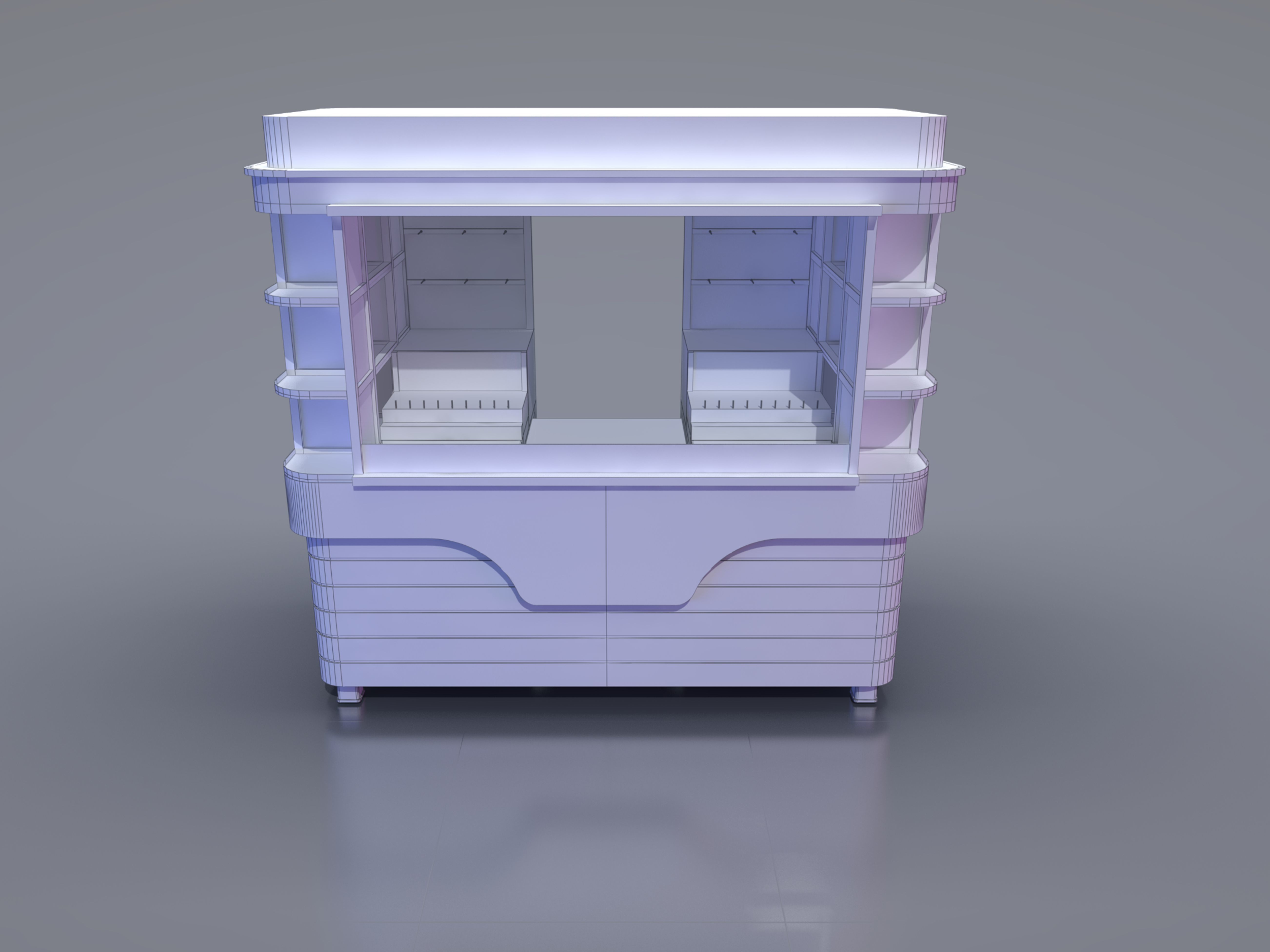 cart 3D Download coffee shop counter with lights 3D model_3