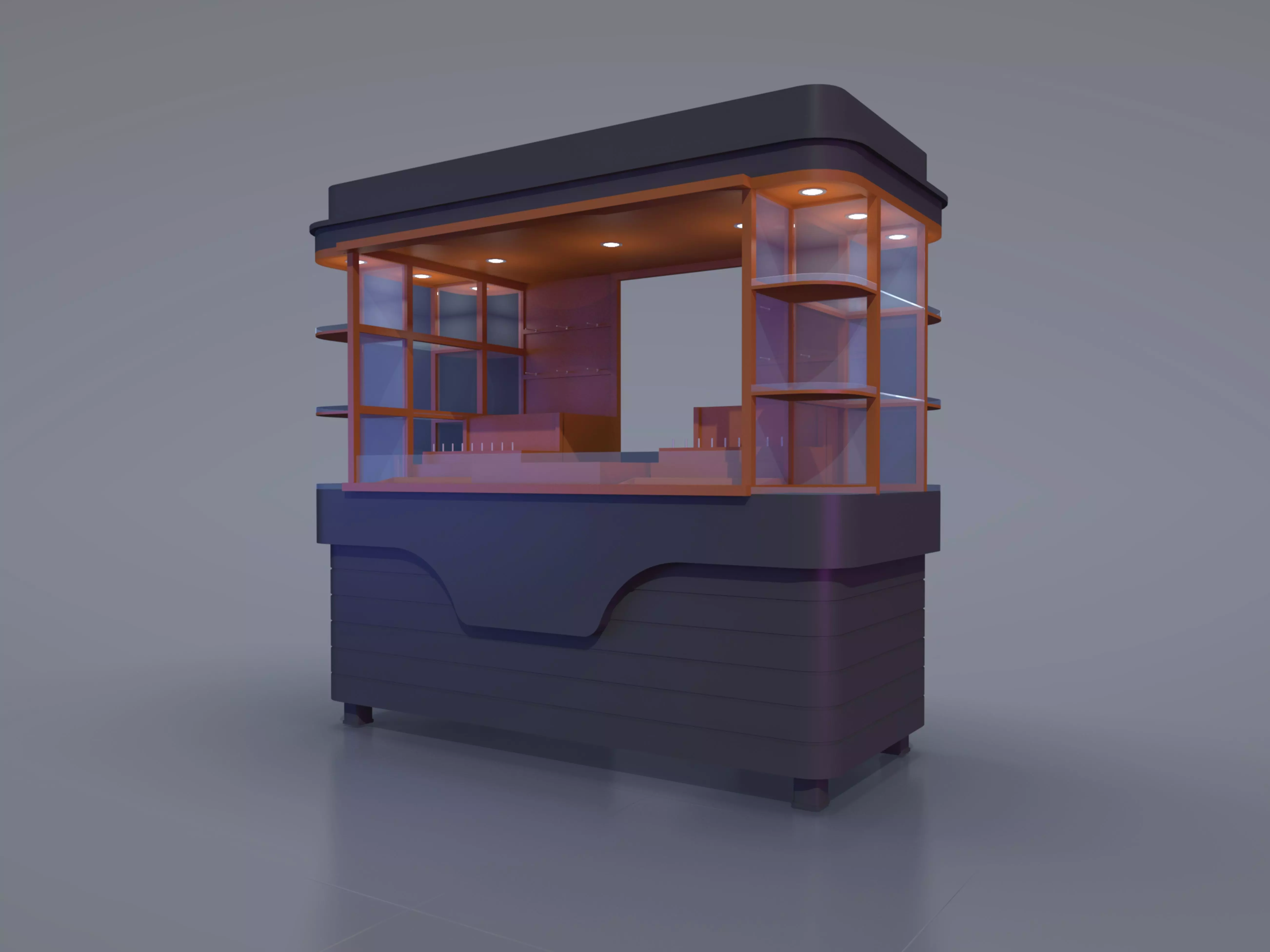 cart 3D Download coffee shop counter with lights 3D model_0