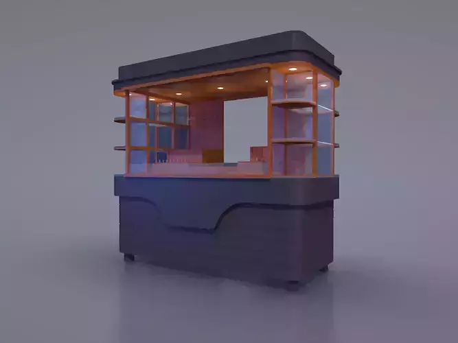 cart 3D Download coffee shop counter with lights