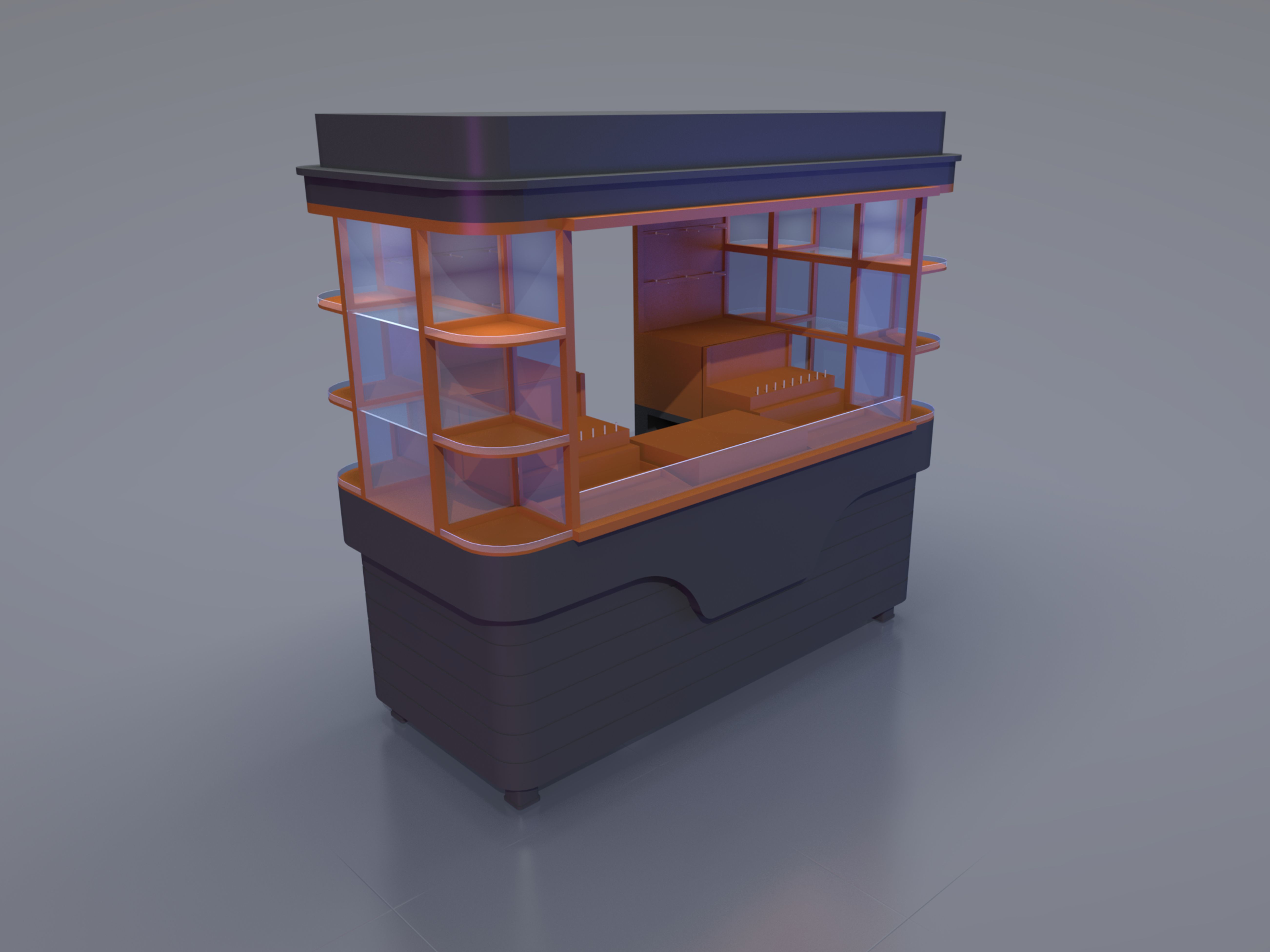 cart 3D Download coffee shop counter with lights 3D model_1
