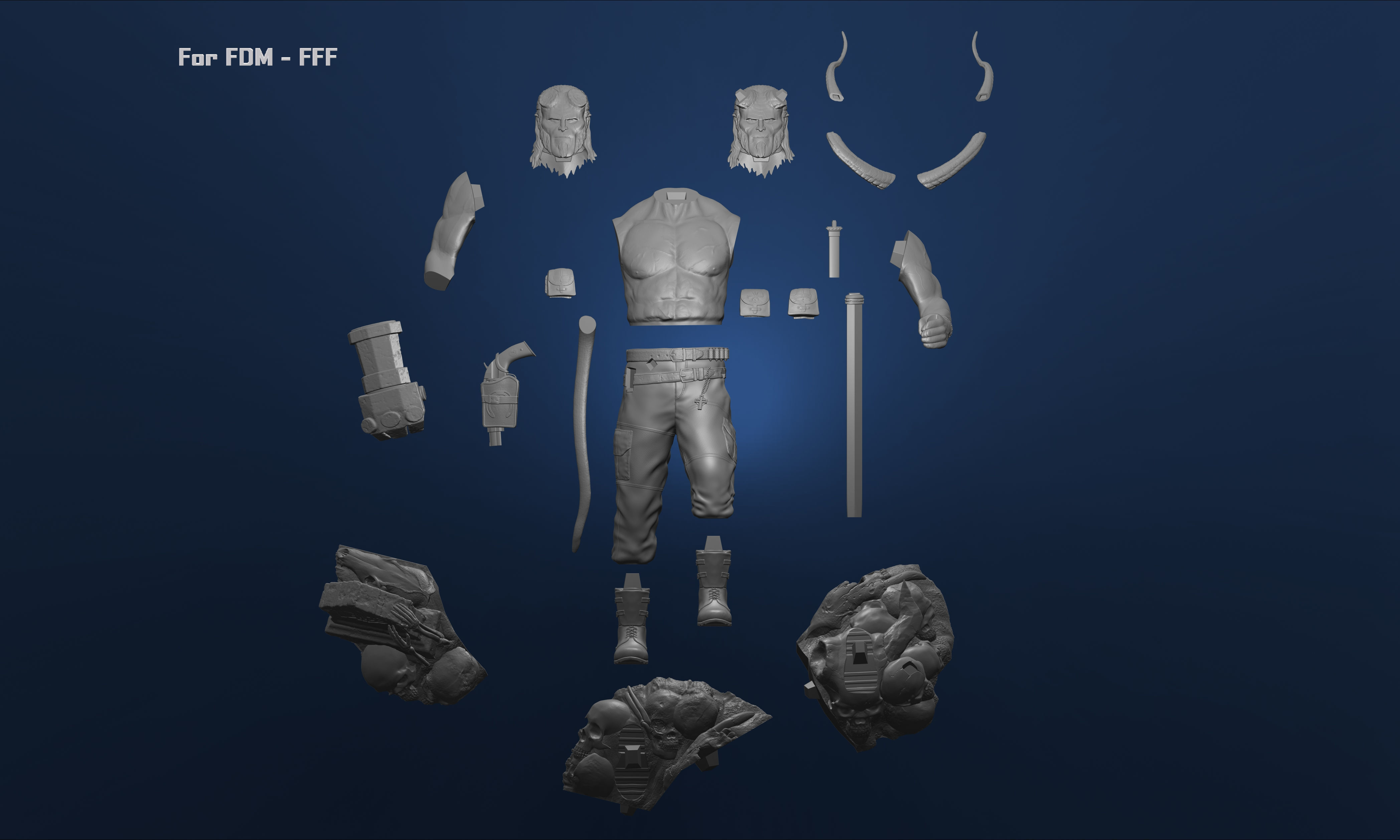 HellBoy DC Comics Marvel Action Figures File STL 3D Printer 3D print model_13