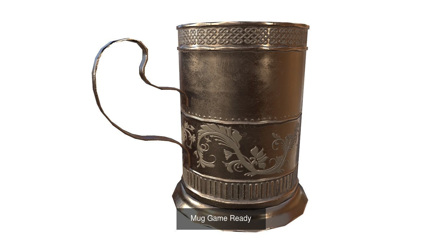 Antique Desk Game Ready 3D Model Collection_7