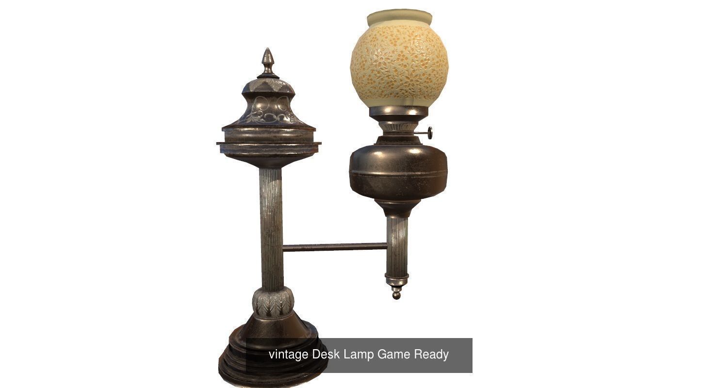 Antique Desk Game Ready 3D Model Collection_10