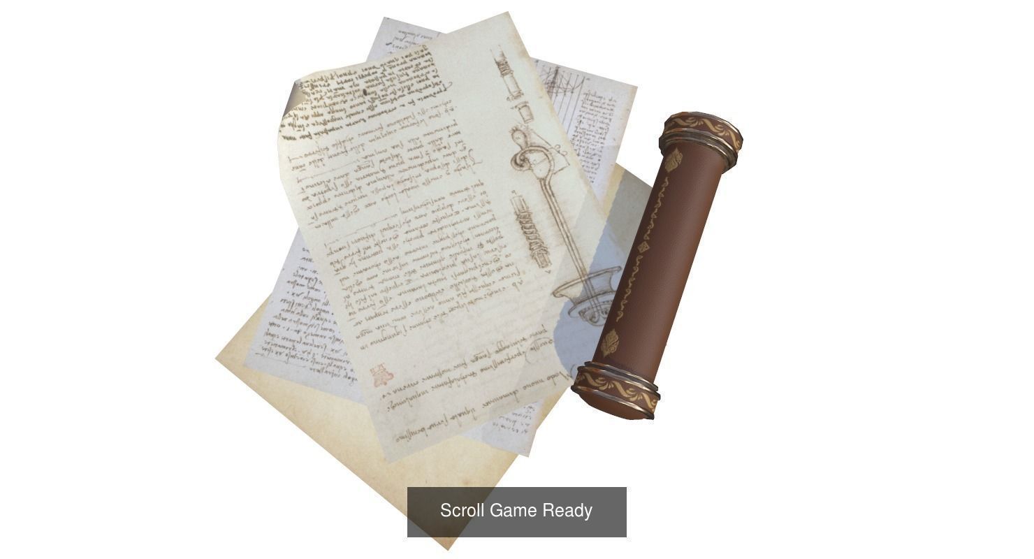 Antique Desk Game Ready 3D Model Collection_8