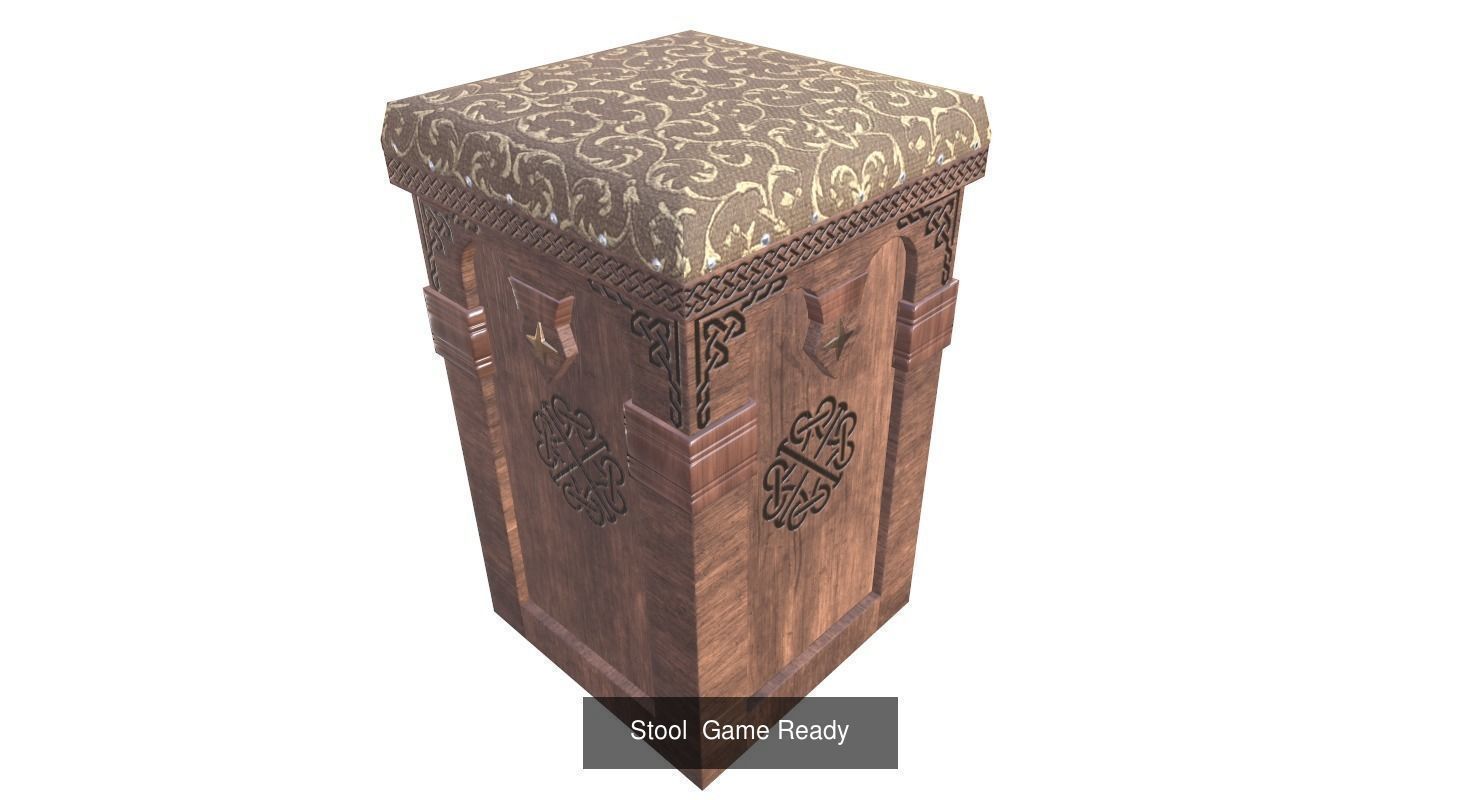 Antique Desk Game Ready 3D Model Collection_9