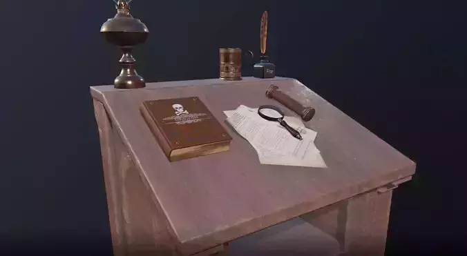 Antique Desk Game Ready 3D Model Collection
