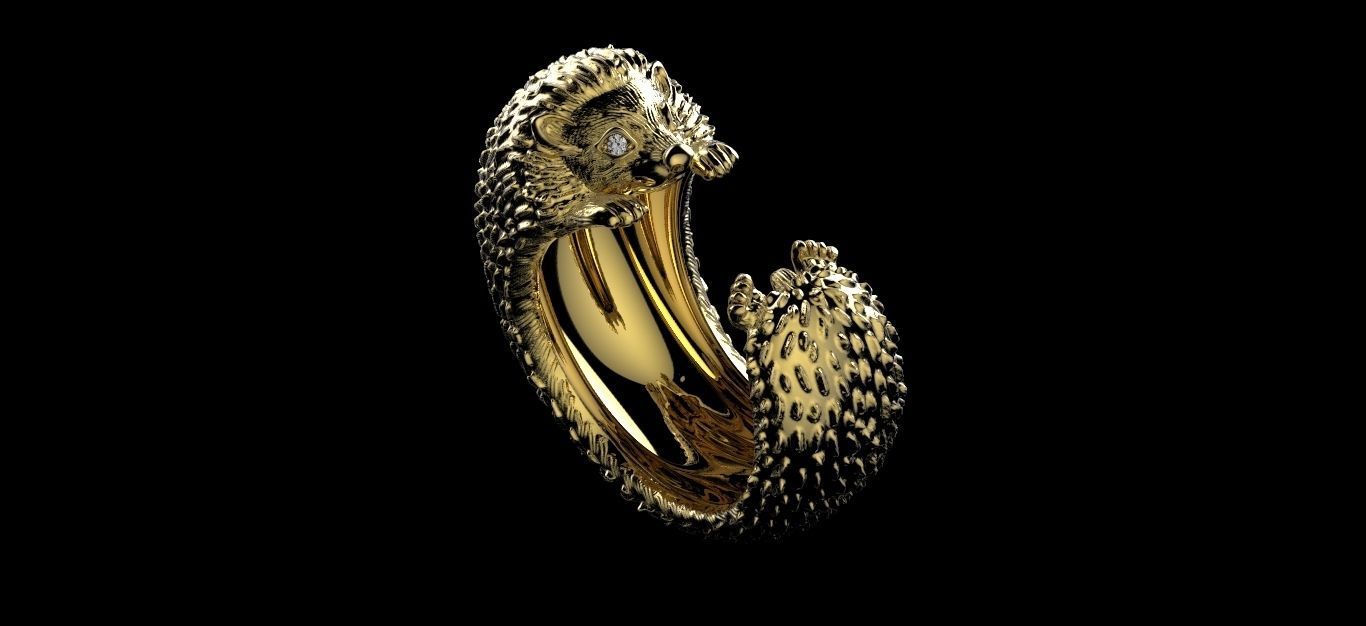 Hedgehog Ring 3D print model_4