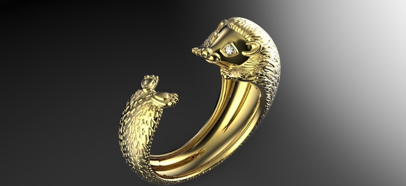 Hedgehog Ring 3D print model_7