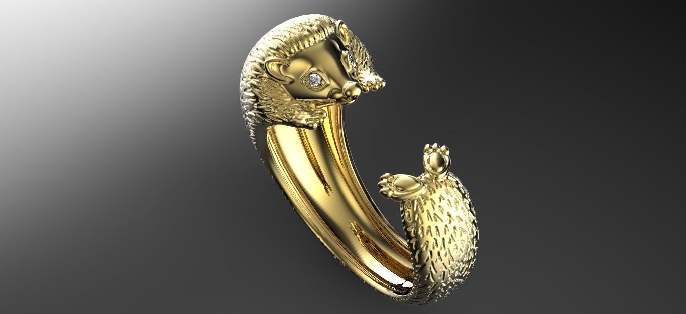 Hedgehog Ring 3D print model_5