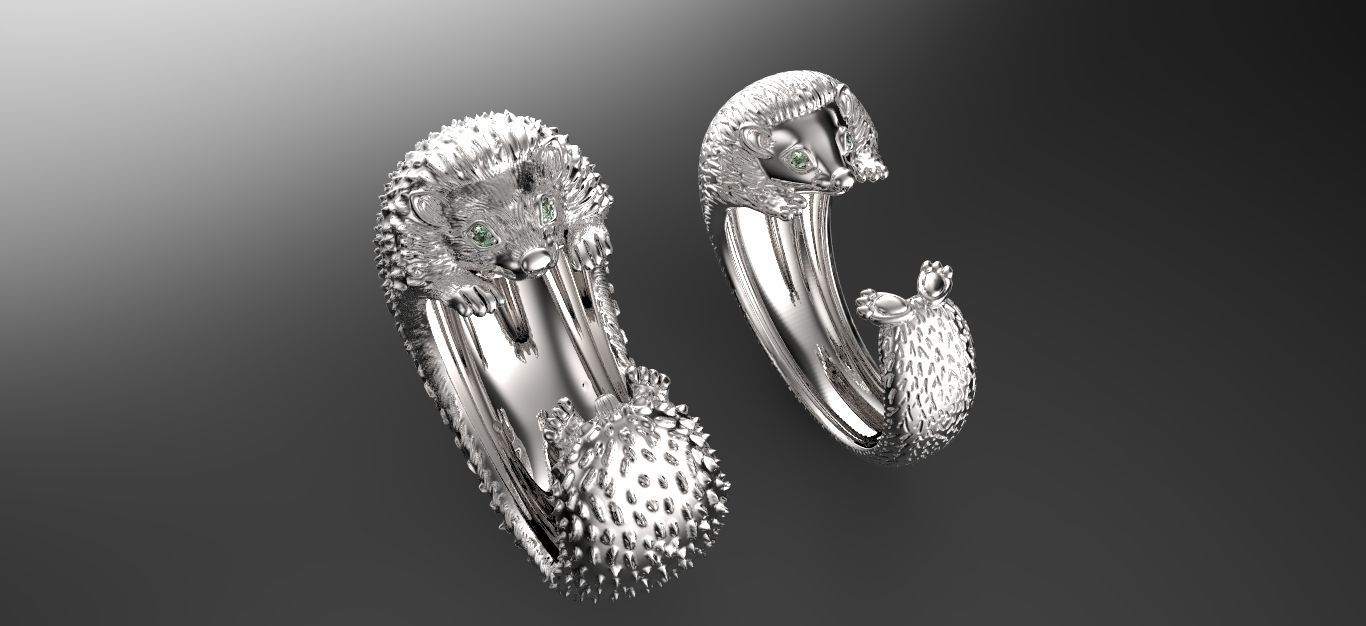 Hedgehog Ring 3D print model_9