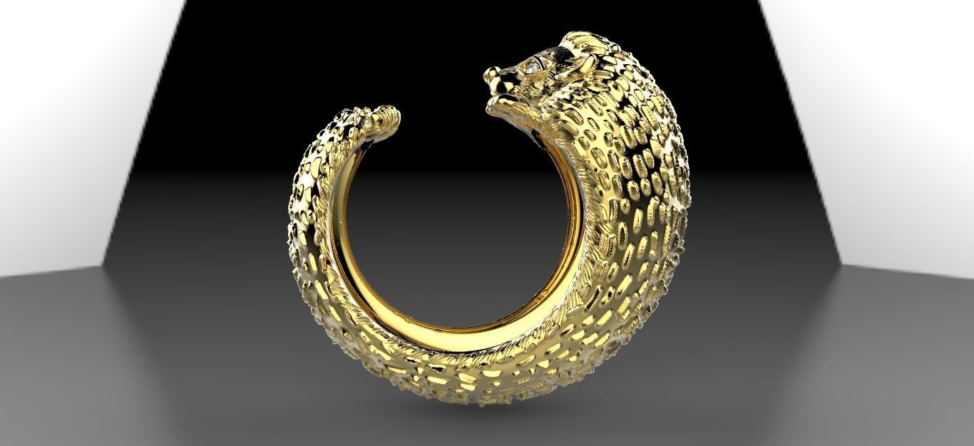 Hedgehog Ring 3D print model_3