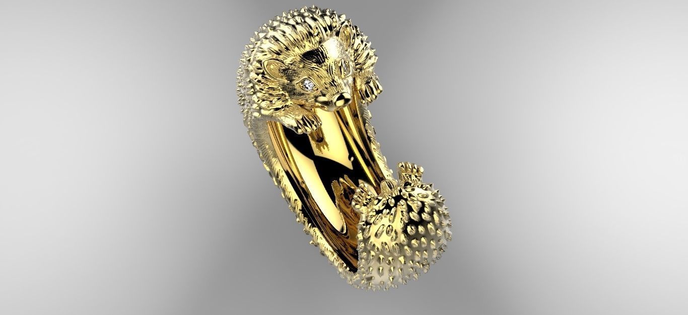 Hedgehog Ring 3D print model_2