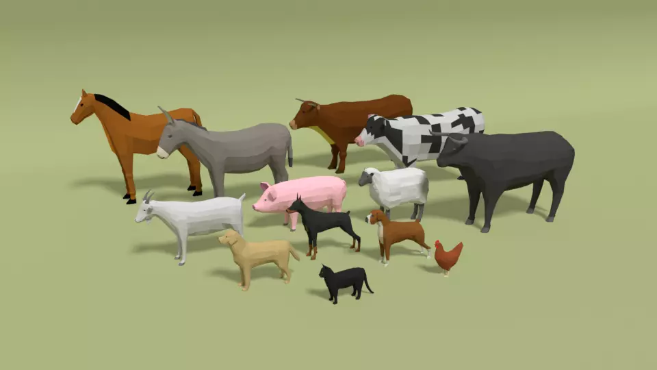 Low Poly Domestic Animals Collection _0