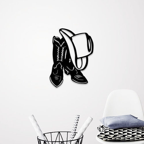 COW BOY HAT AND SHOES WALL ART 3D print model