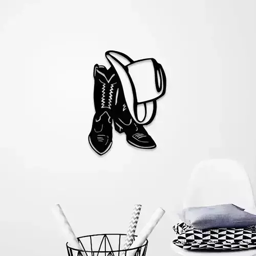 COW BOY HAT AND SHOES WALL ART