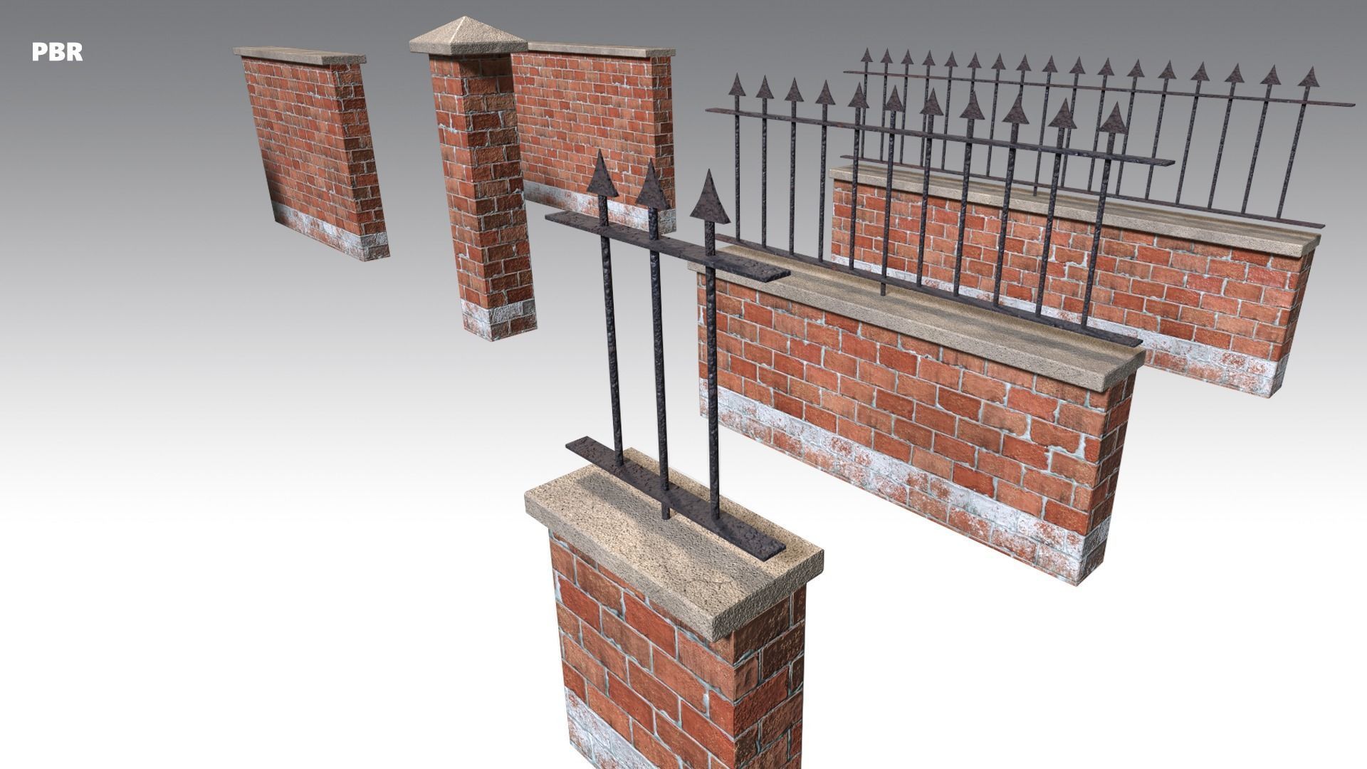 Brick Wall Pack PBR - Modular - Version 4 - Low-poly 3D model_14