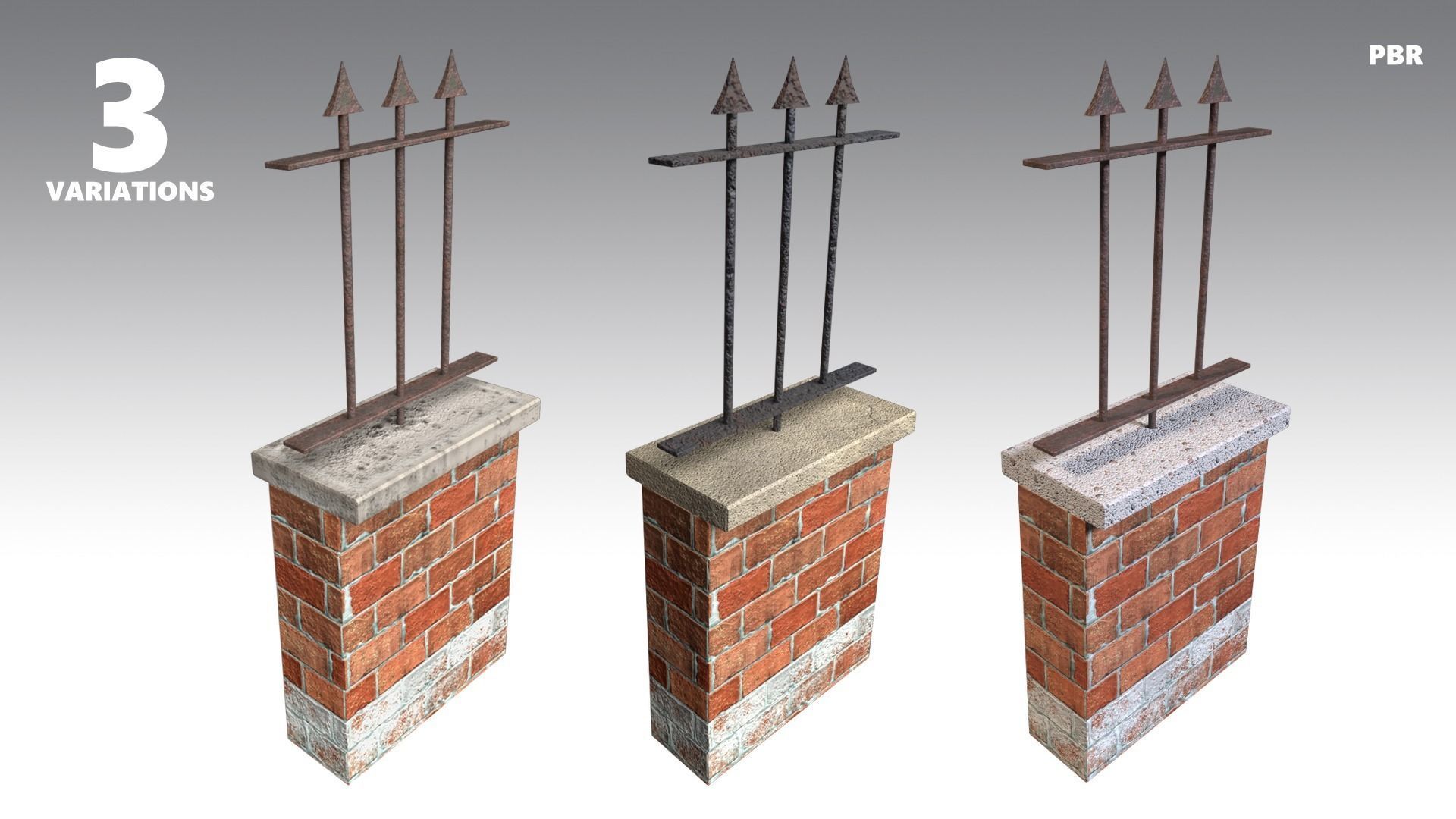Brick Wall Pack PBR - Modular - Version 4 - Low-poly 3D model_1