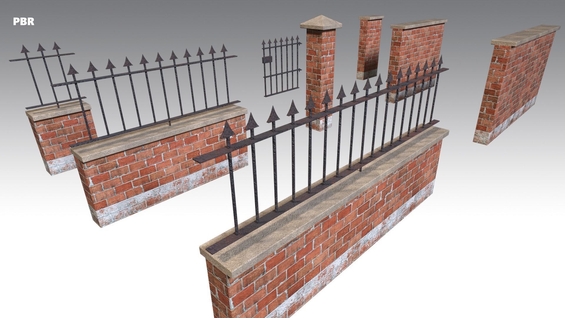 Brick Wall Pack PBR - Modular - Version 4 - Low-poly 3D model_13