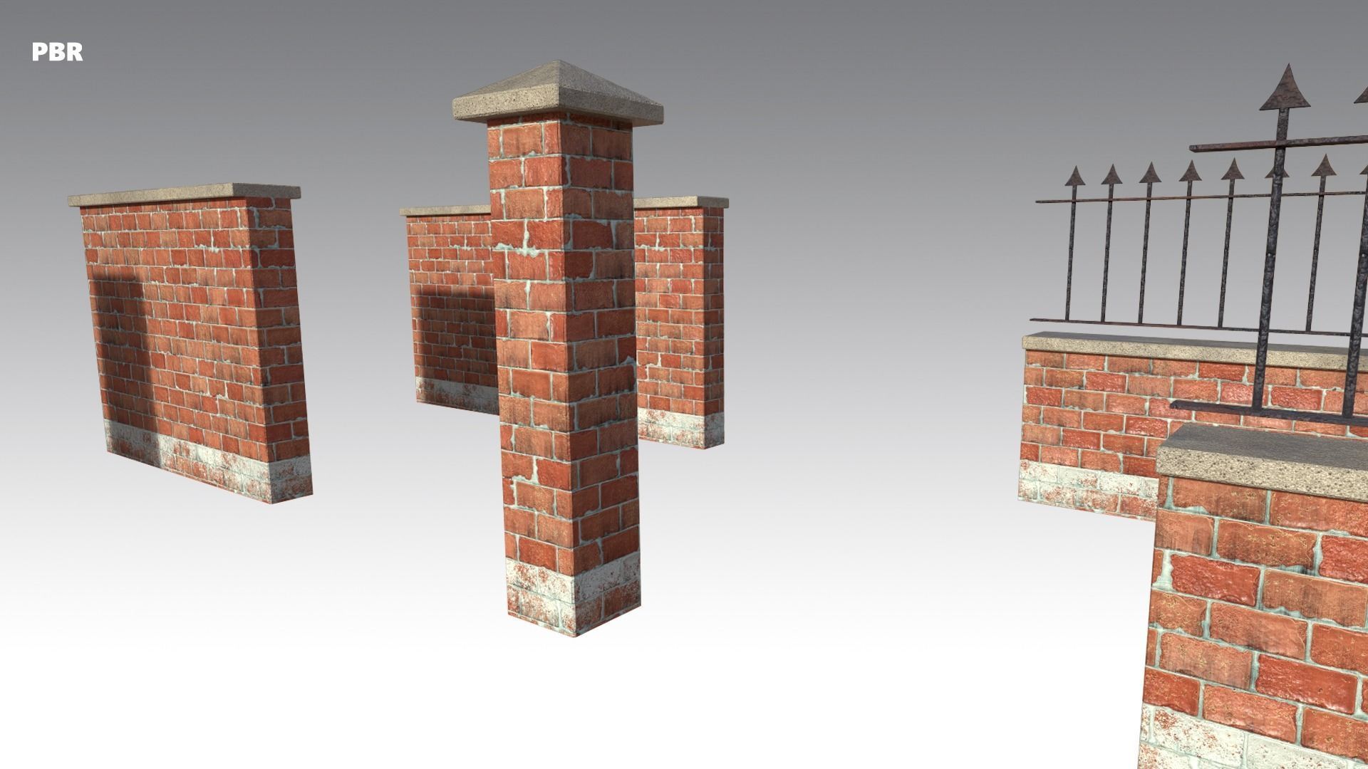 Brick Wall Pack PBR - Modular - Version 4 - Low-poly 3D model_8