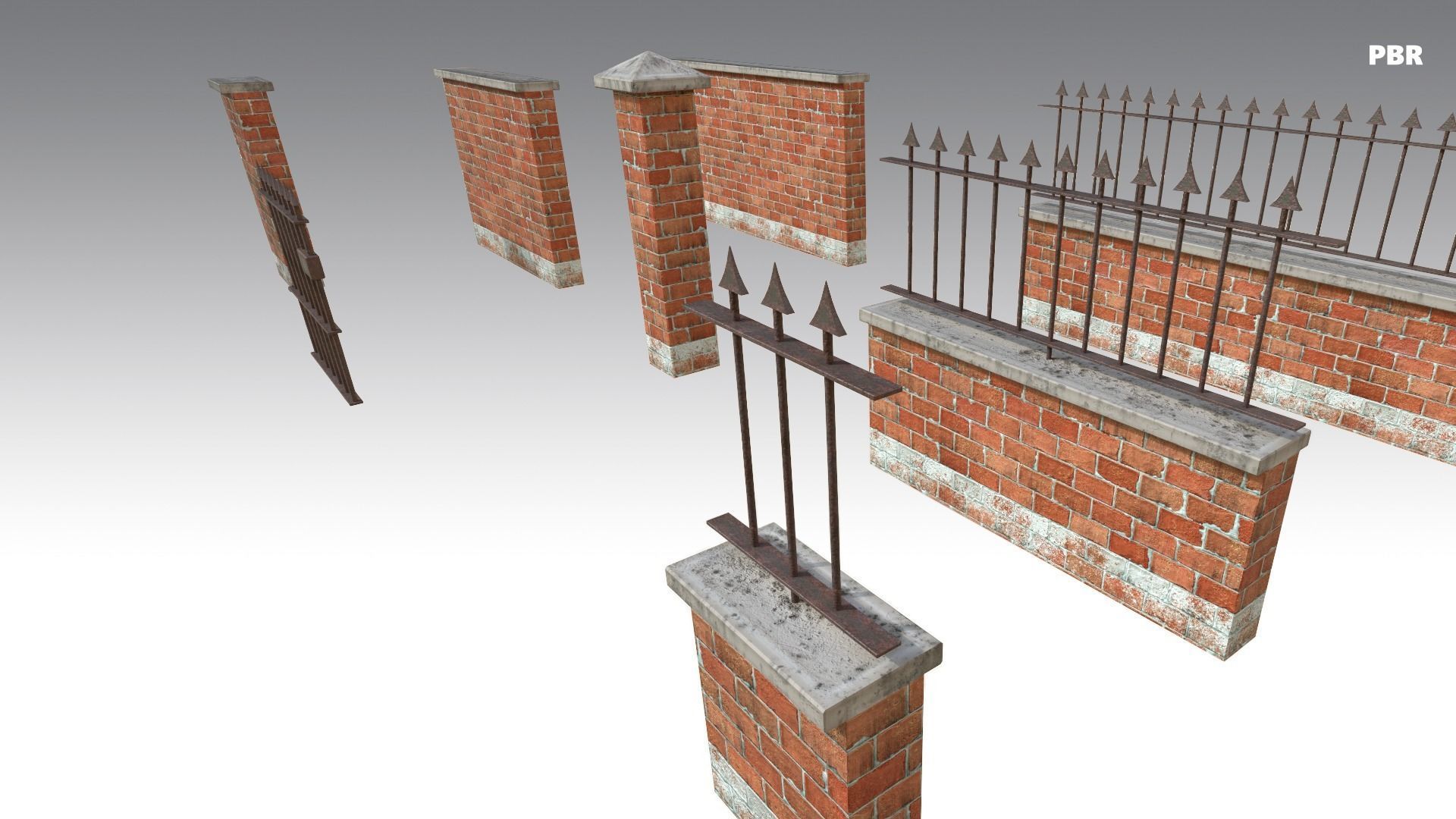 Brick Wall Pack PBR - Modular - Version 4 - Low-poly 3D model_10