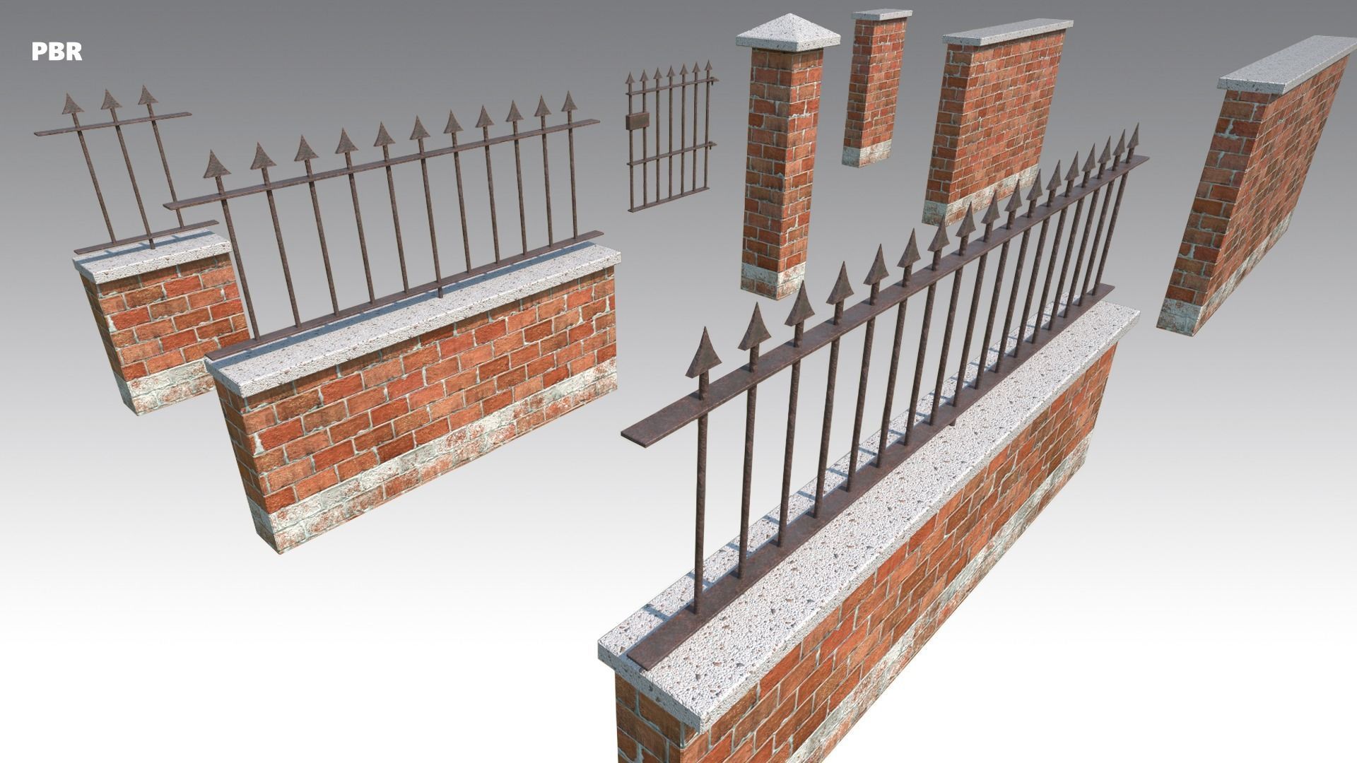 Brick Wall Pack PBR - Modular - Version 4 - Low-poly 3D model_4