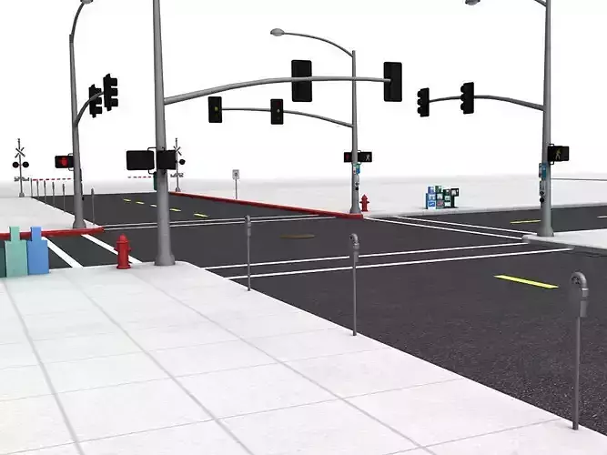 Intersection street with traffic lights