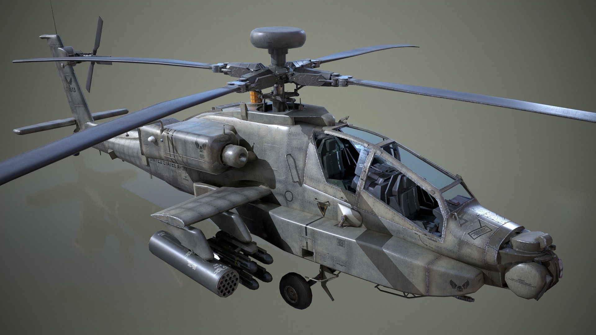AH-64D Apache Longbow Helicopter Low-poly 3D model_2