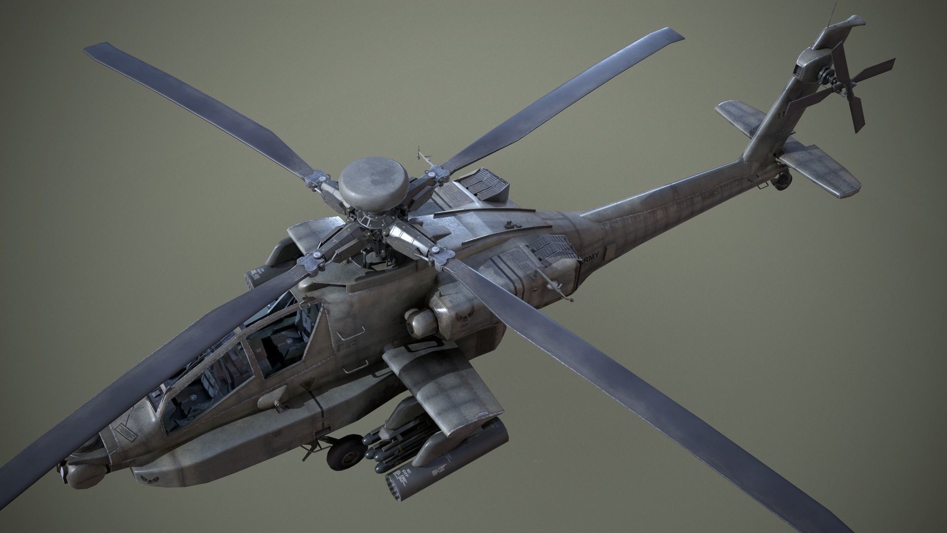 AH-64D Apache Longbow Helicopter Low-poly 3D model_6