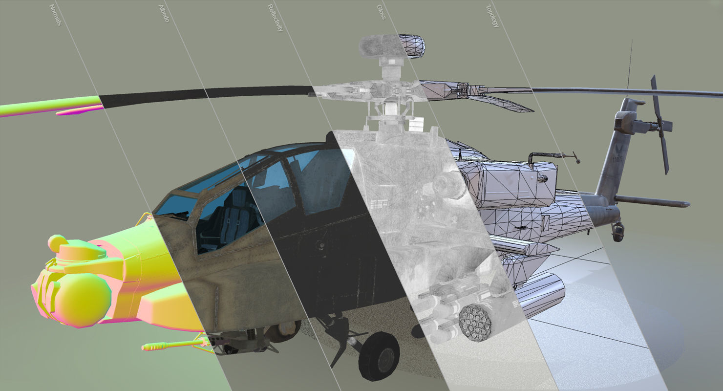 AH-64D Apache Longbow Helicopter Low-poly 3D model_19