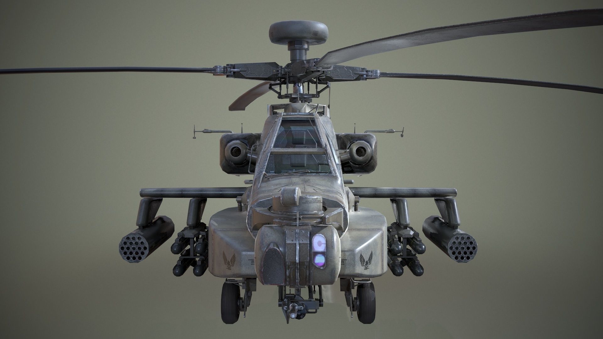 AH-64D Apache Longbow Helicopter Low-poly 3D model_3