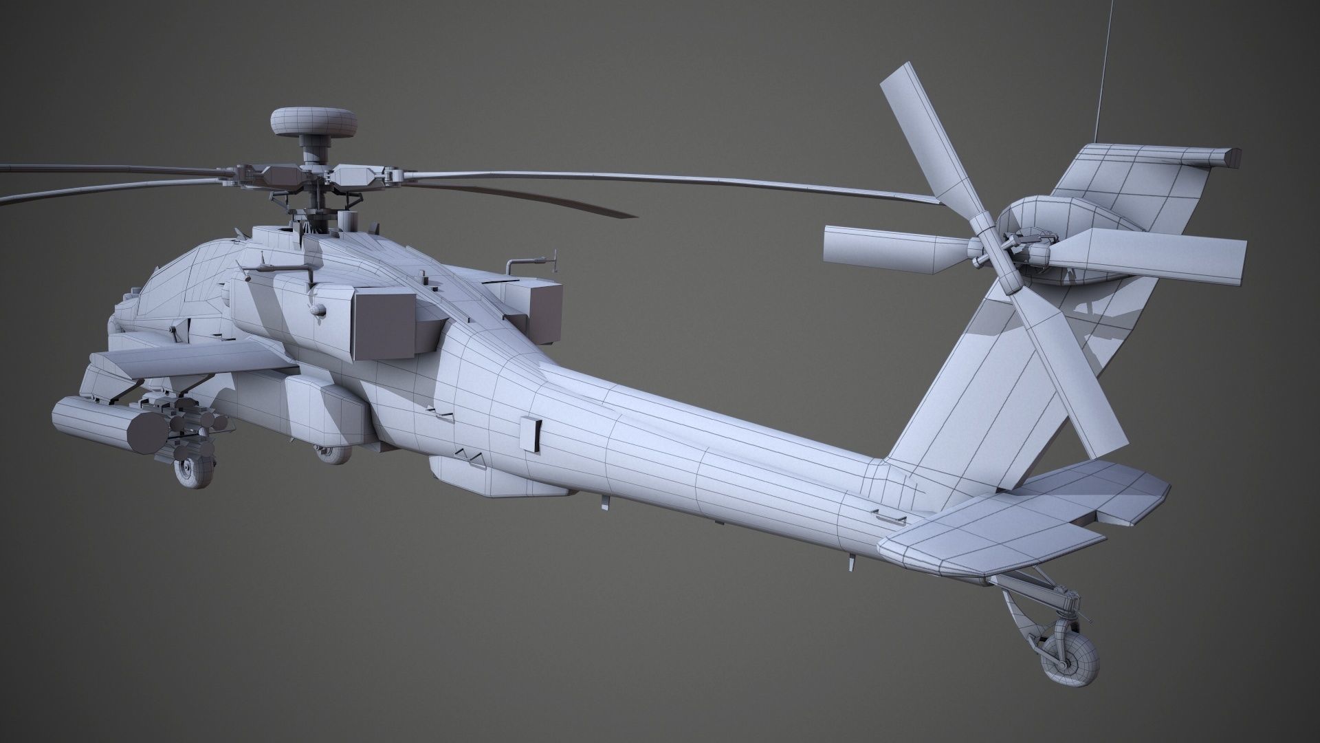AH-64D Apache Longbow Helicopter Low-poly 3D model_16