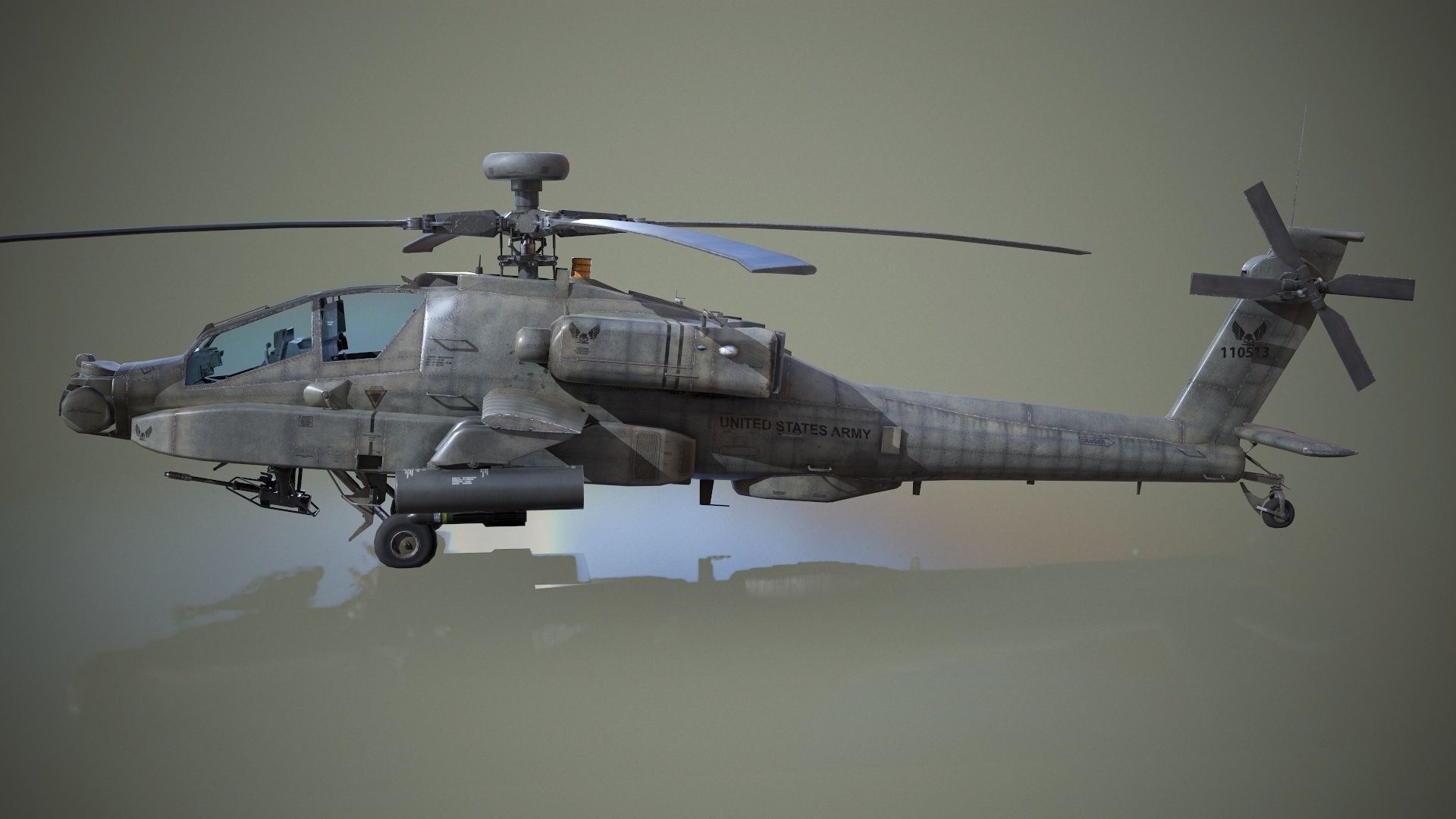 AH-64D Apache Longbow Helicopter Low-poly 3D model_7