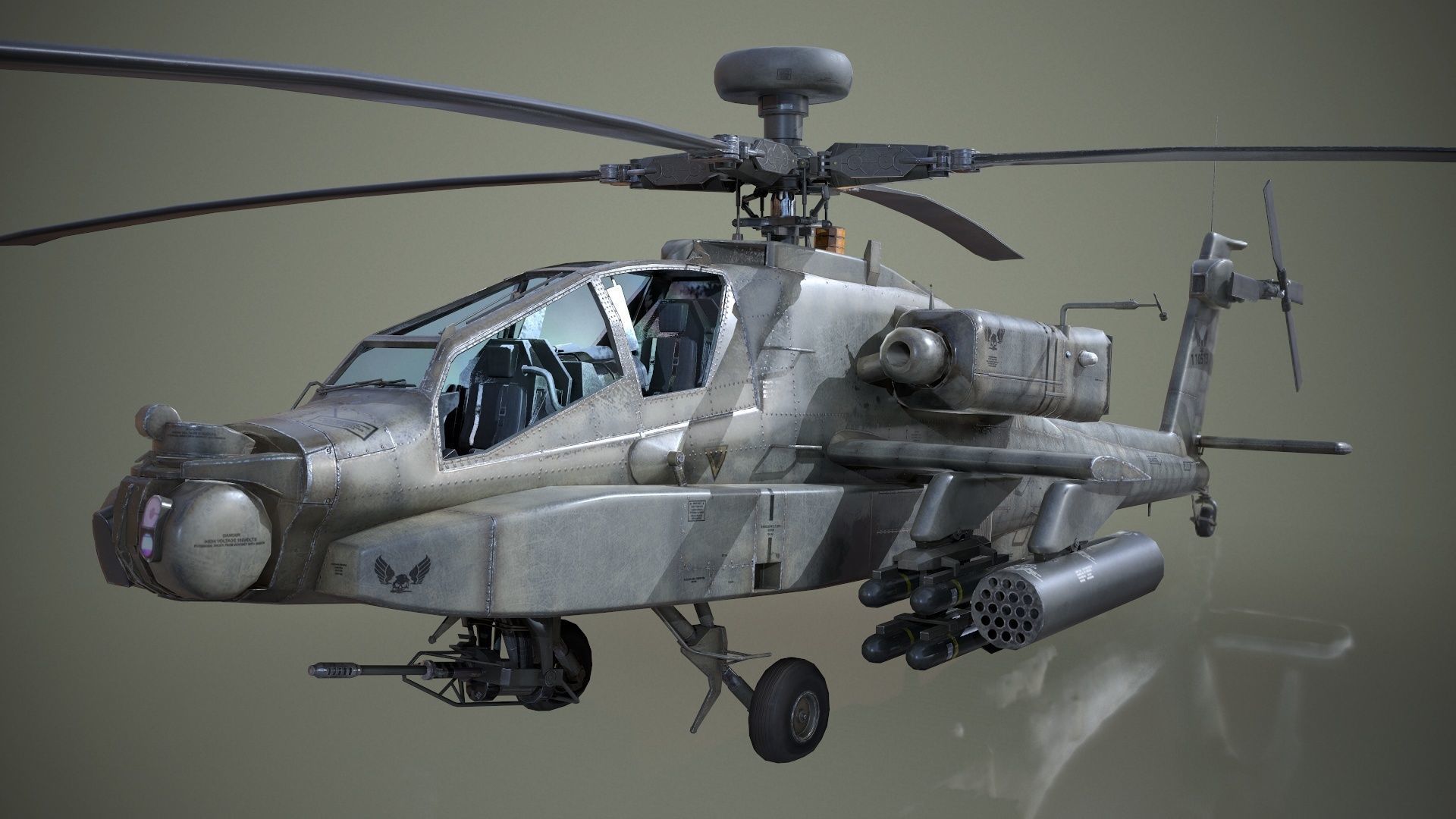 AH-64D Apache Longbow Helicopter Low-poly 3D model_0
