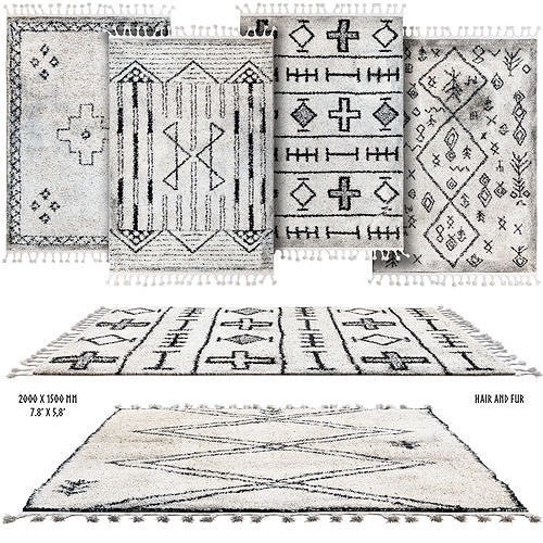 Scandinavian carpets with long pile 3D model