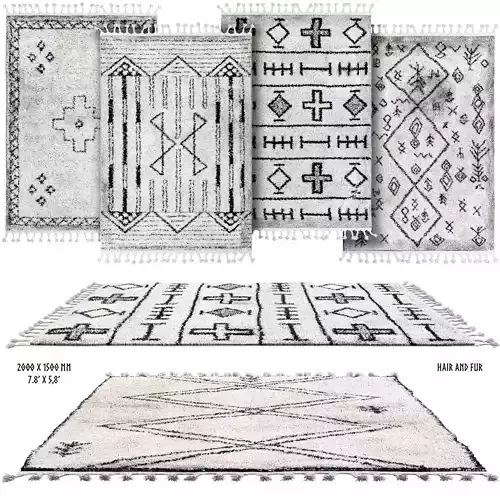 Scandinavian carpets with long pile 3D model