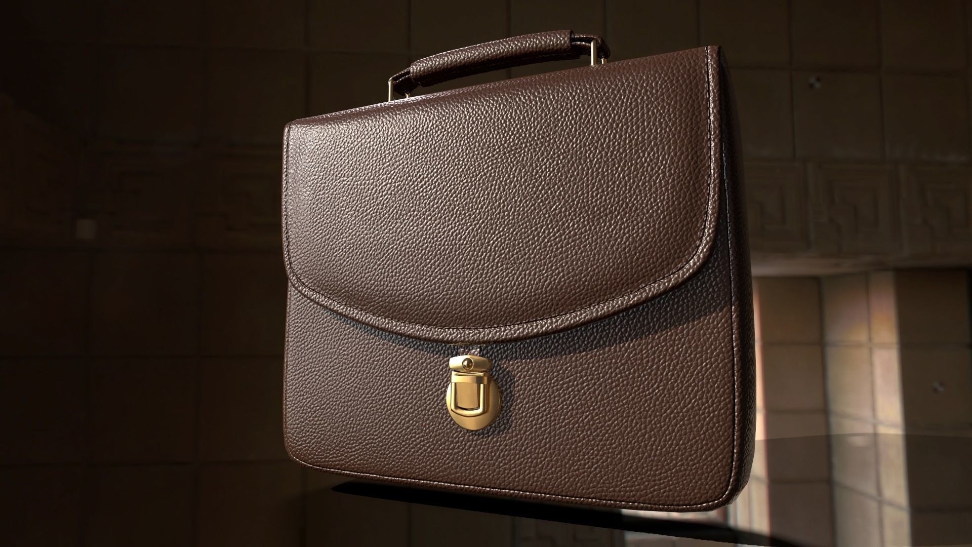 Leather briefcase 2 colors Low-poly 3D model_1