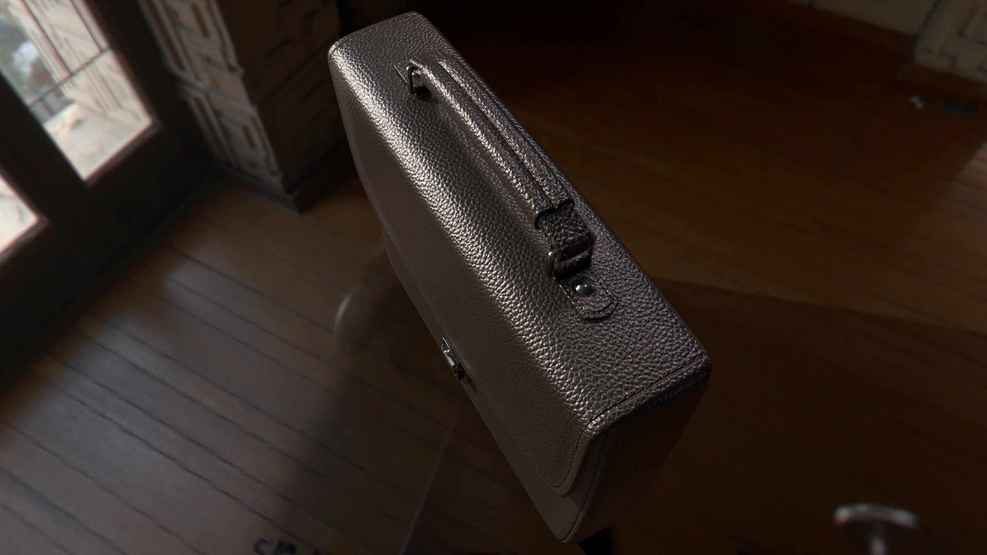 Leather briefcase 2 colors Low-poly 3D model_11