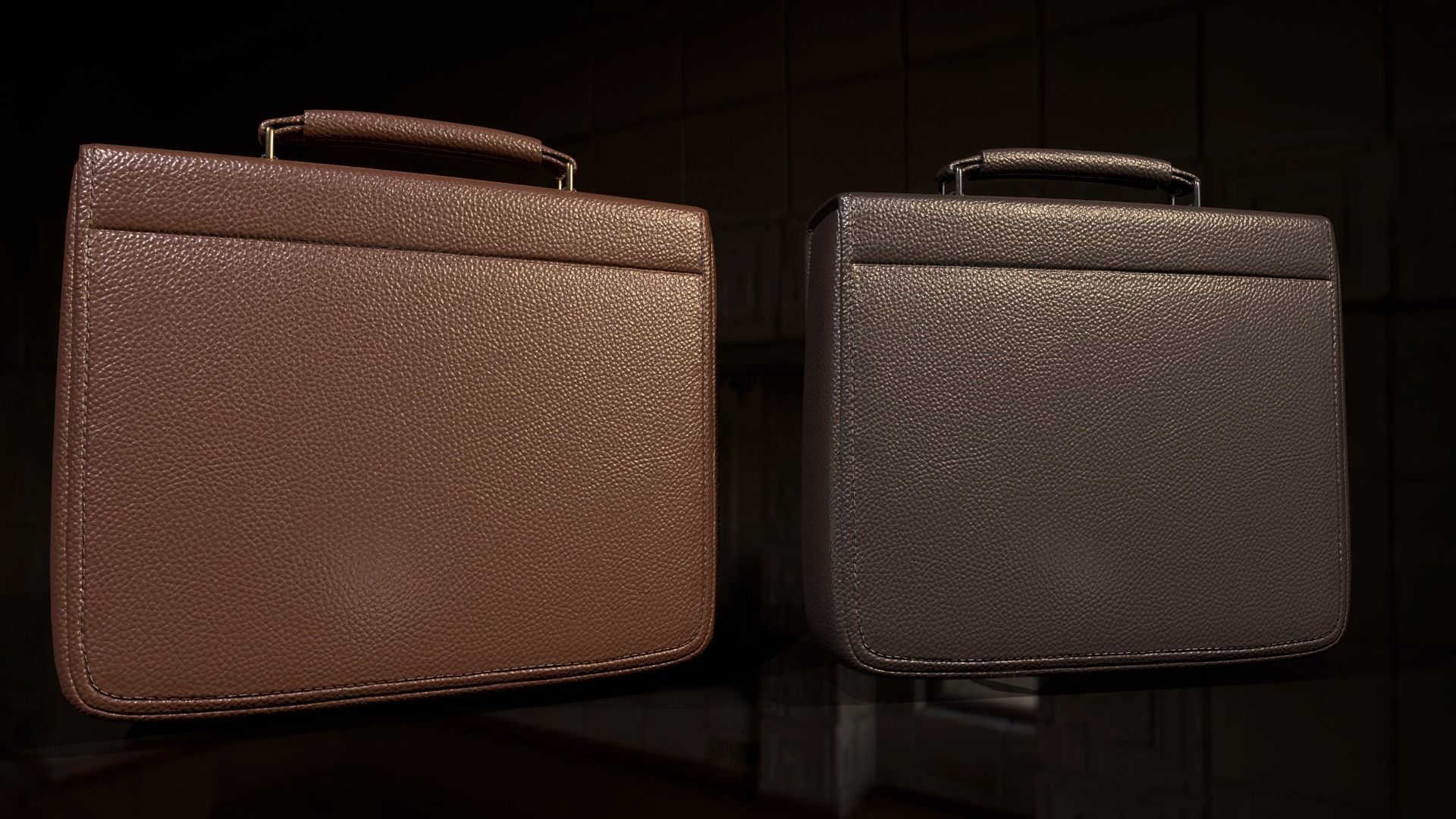 Leather briefcase 2 colors Low-poly 3D model_3