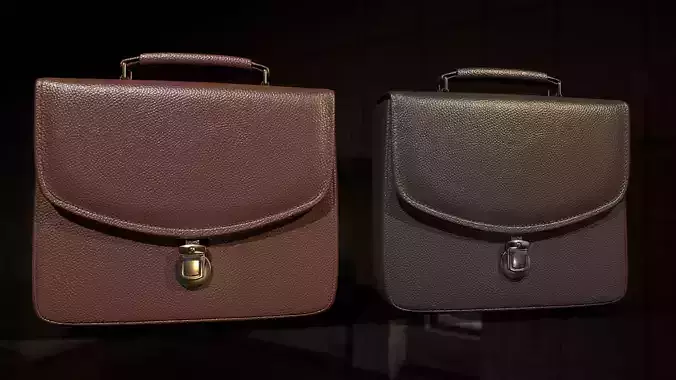 Leather briefcase 2 colors Low-poly 3D model