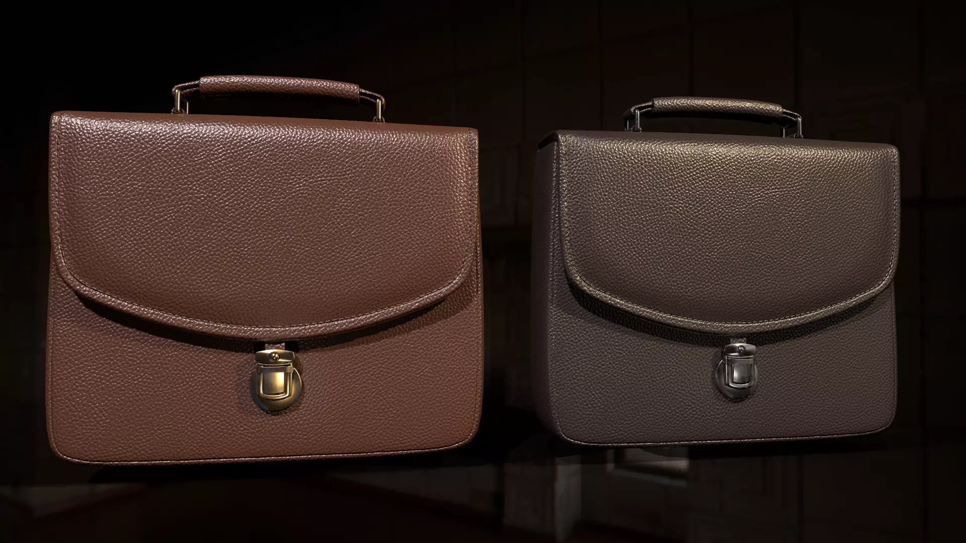 Leather briefcase 2 colors Low-poly 3D model_0