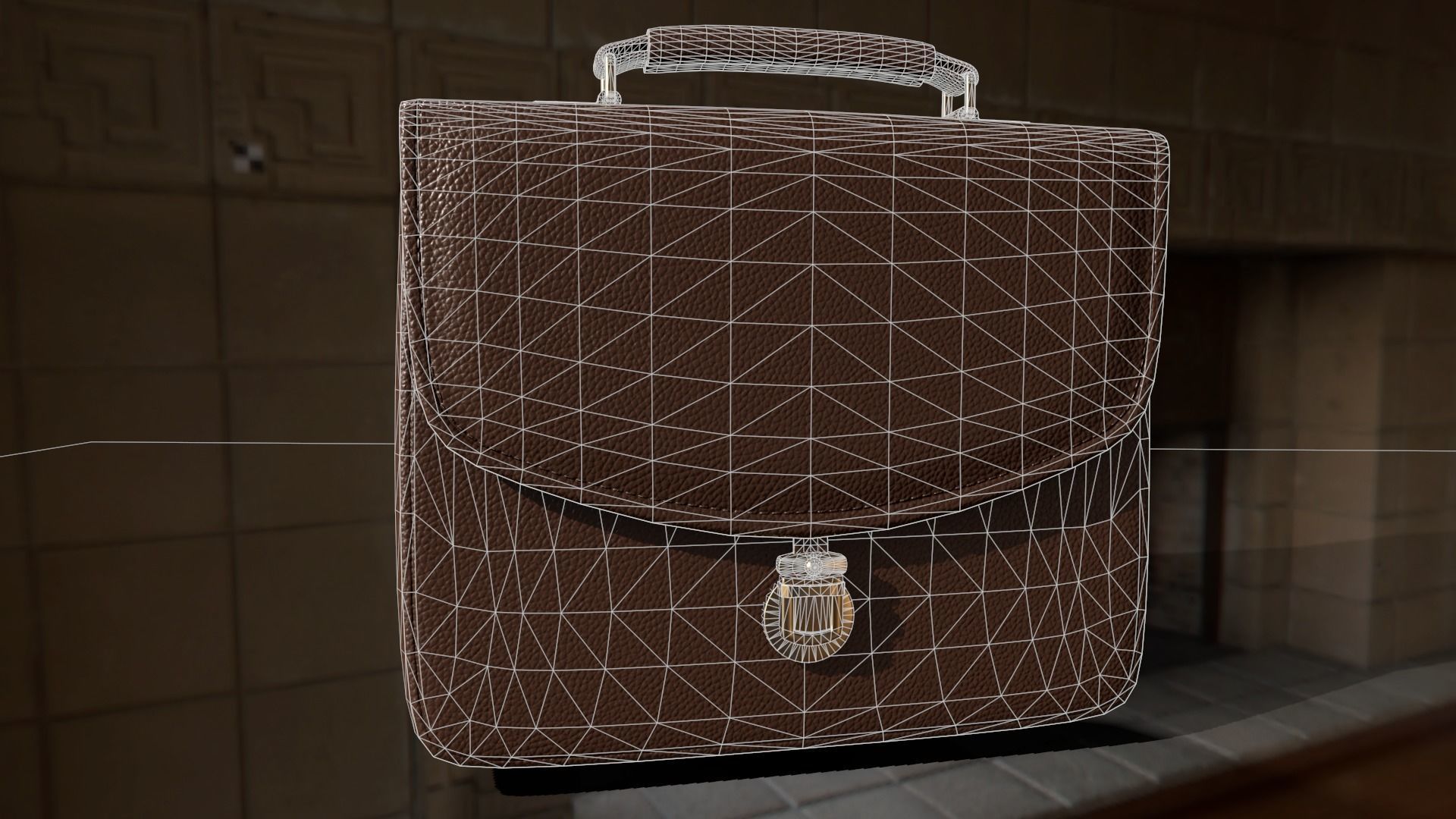 Leather briefcase 2 colors Low-poly 3D model_15