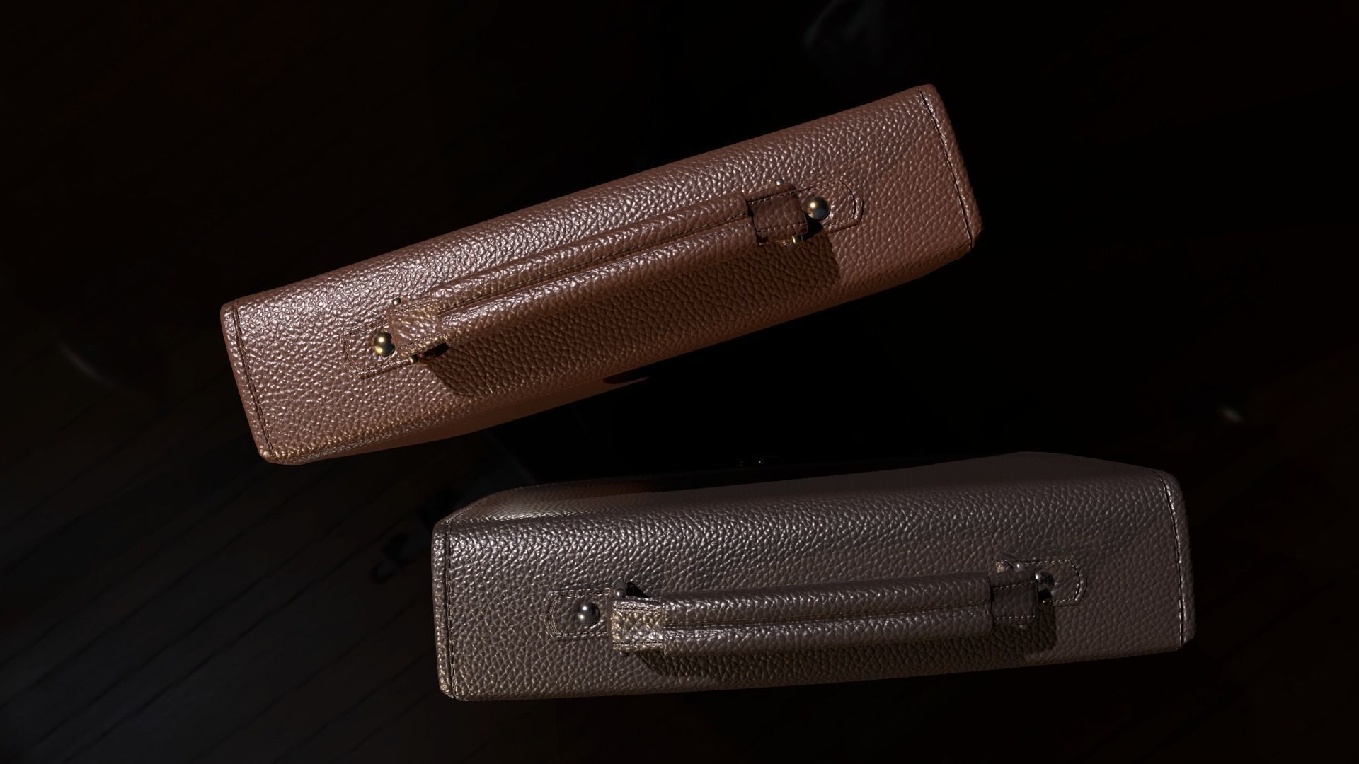 Leather briefcase 2 colors Low-poly 3D model_4