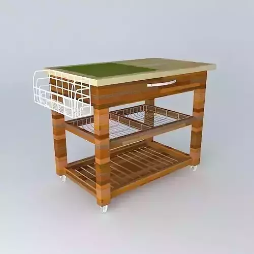 Workbench kitchen cart on wheels Free 3D model