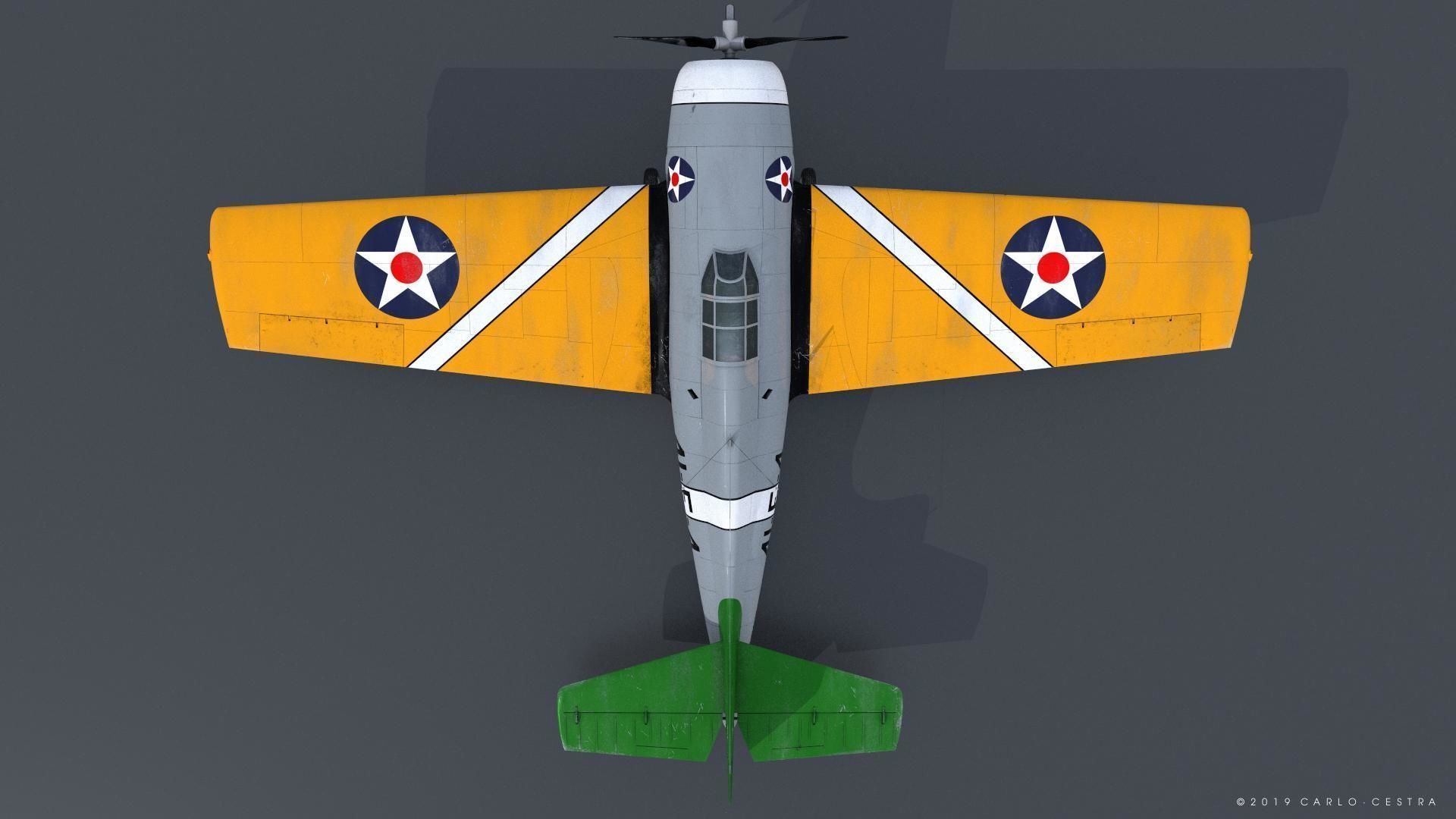 F4F-3 WILDCAT 41F4 Low-poly 3D model_17