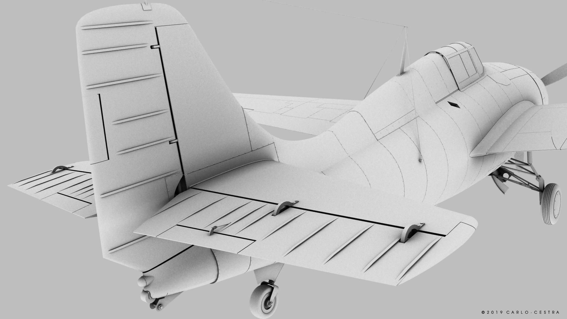 F4F-3 WILDCAT 41F4 Low-poly 3D model_45